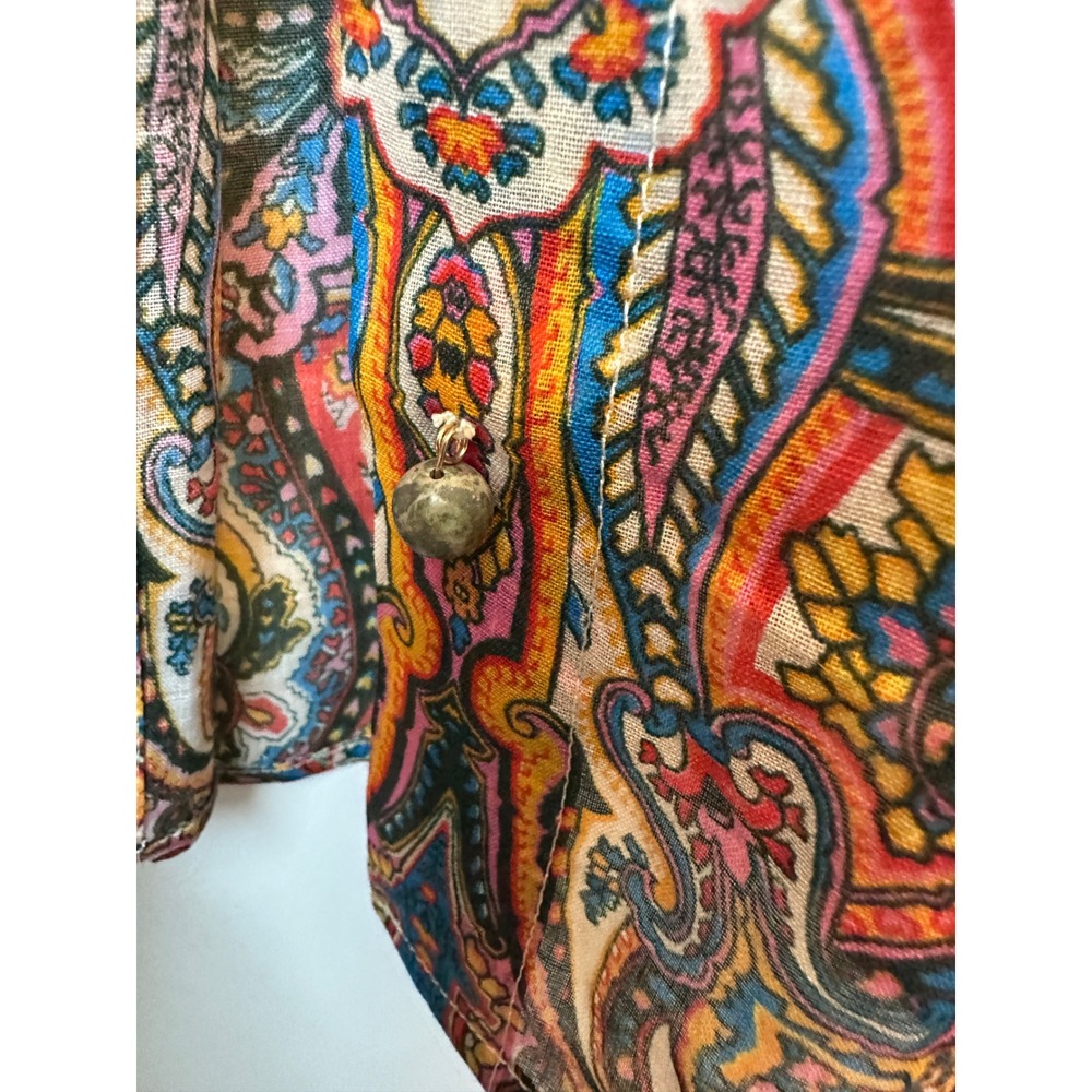 Zimmermann Multi Color Paisley Print 100% Ramie Button Up Shirt Long Sleeve 10 M View 3